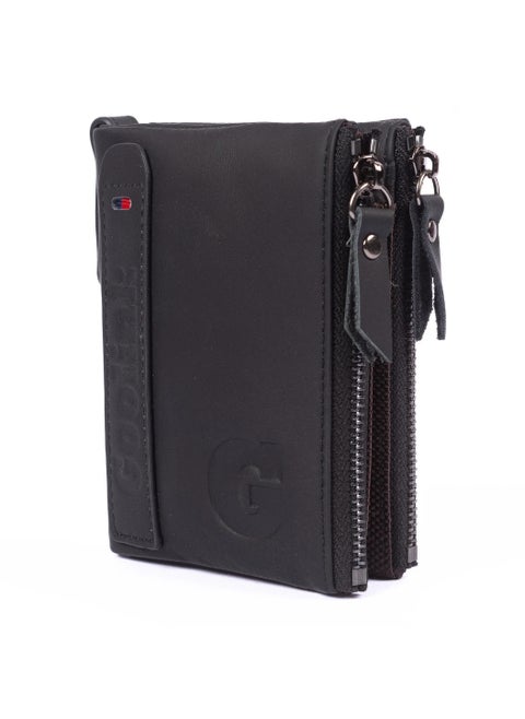 Goolink GL32400 – Premium Genuine Leather Wallet for Men | Sleek Bifold Design with Dual Zippers