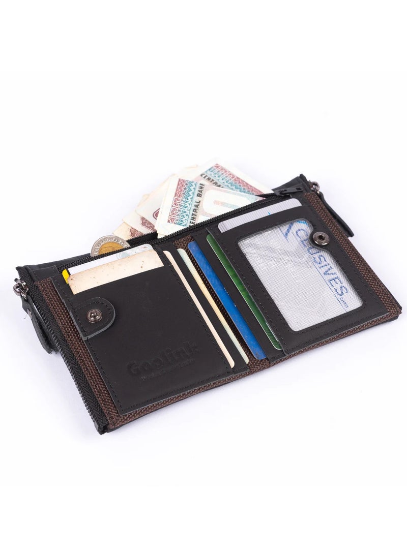 Goolink GL32400 – Premium Genuine Leather Wallet for Men | Sleek Bifold Design with Dual Zippers