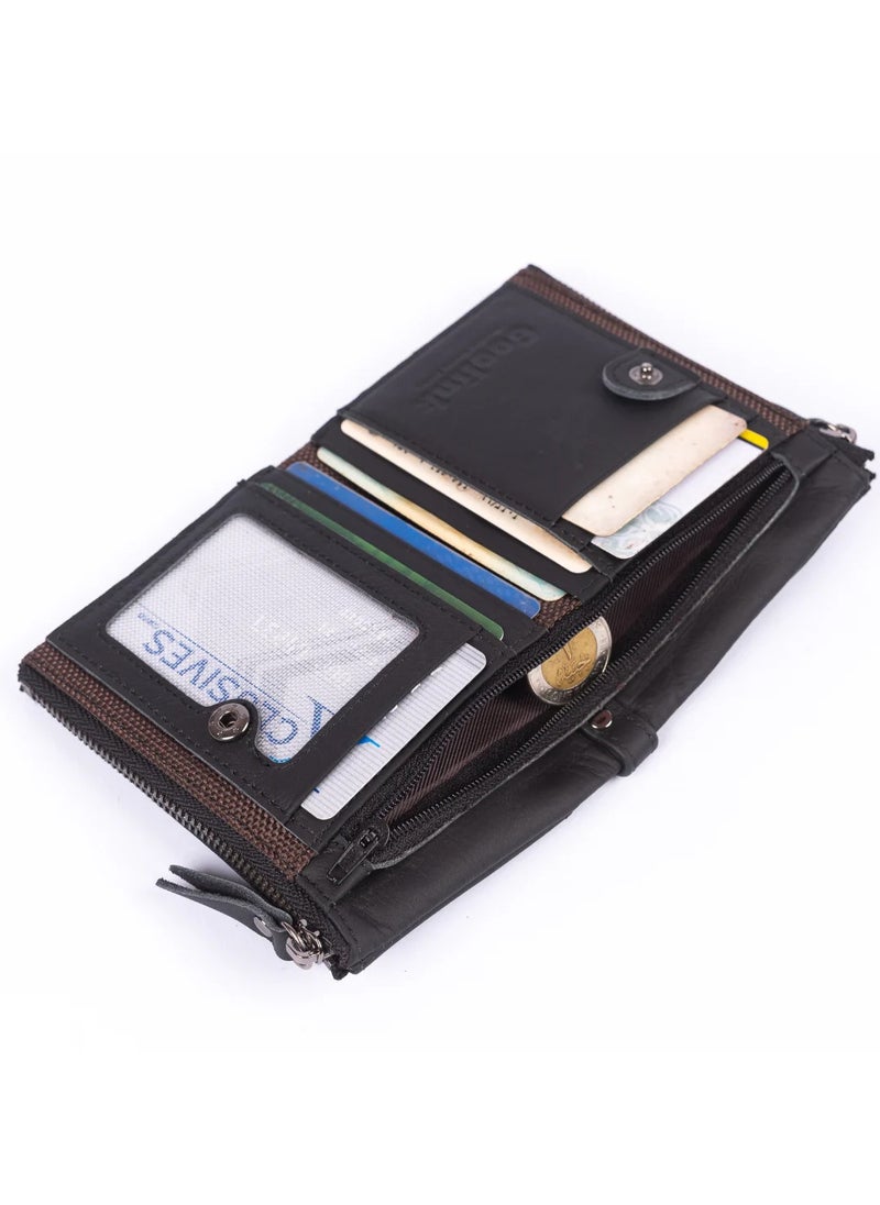 Goolink GL32400 – Premium Genuine Leather Wallet for Men | Sleek Bifold Design with Dual Zippers