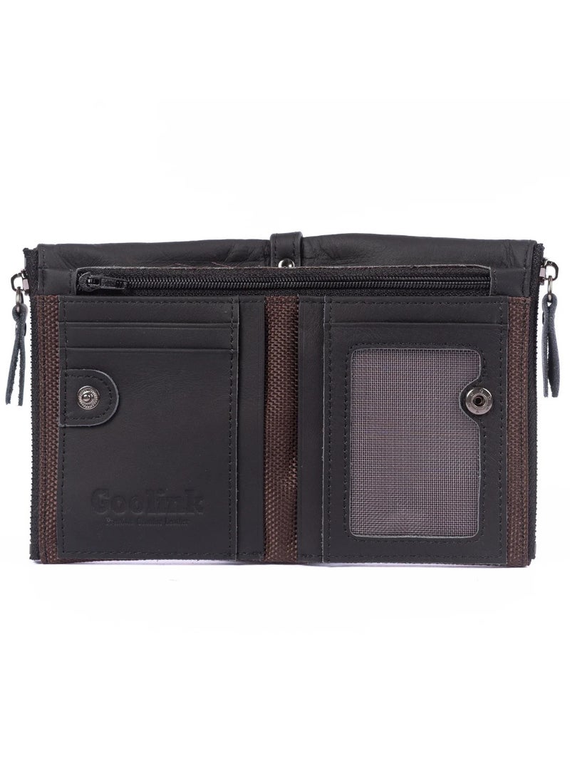Goolink GL32400 – Premium Genuine Leather Wallet for Men | Sleek Bifold Design with Dual Zippers
