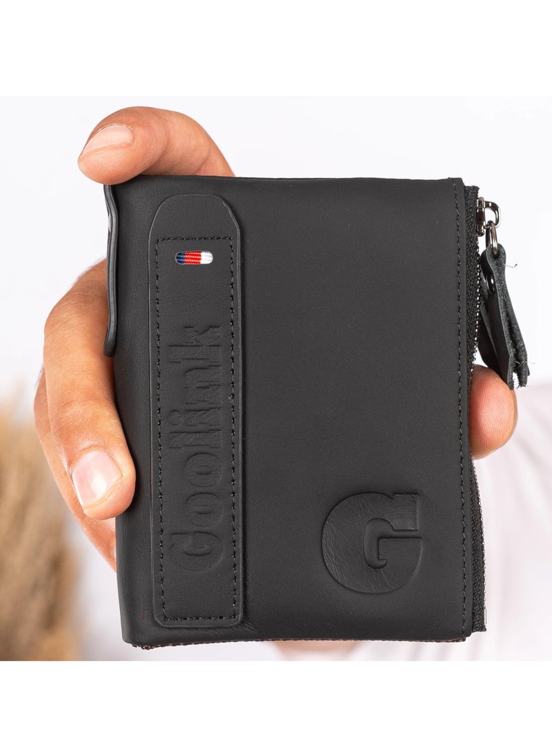 Goolink GL32400 – Premium Genuine Leather Wallet for Men | Sleek Bifold Design with Dual Zippers