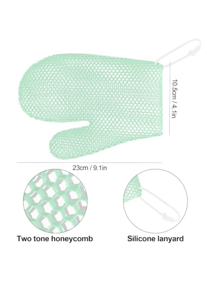 etspolt Exfoliating Glove Bath Mitt Exfoliating Gloves for Shower Body Scrubber for Deep Cleansing Quick Drying Bath Gloves Green - Image 3