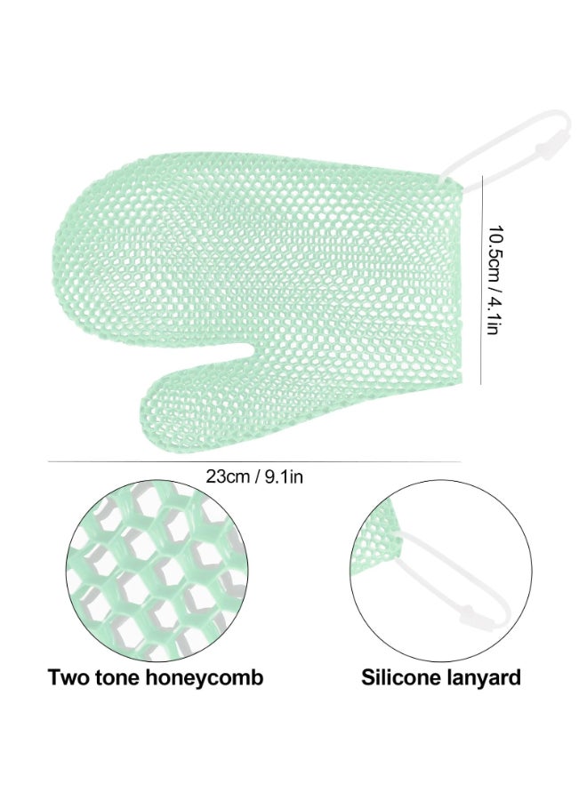 etspolt Exfoliating Glove Bath Mitt Exfoliating Gloves for Shower Body Scrubber for Deep Cleansing Quick Drying Bath Gloves Green - Image 4