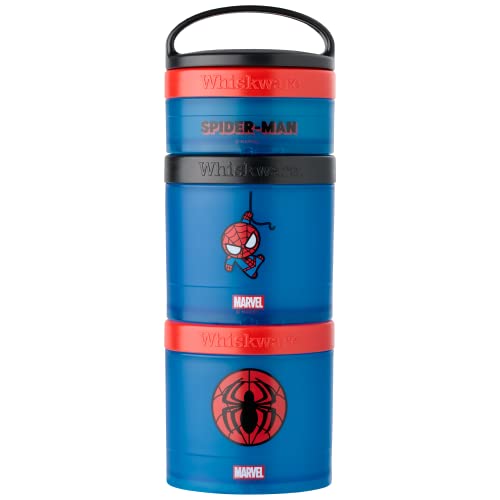 Whiskware Marvel Stackable Snack Containers for Babies Kids and Toddlers 3 Stackable Snack Cups for School or Travel Formula Friendly Cupholder Friendly SpiderMan