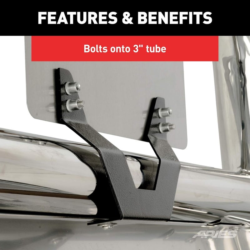 ARIES 35-0000 3-Inch Bull Bar License Plate Bracket - Durable Steel Construction - Image 4
