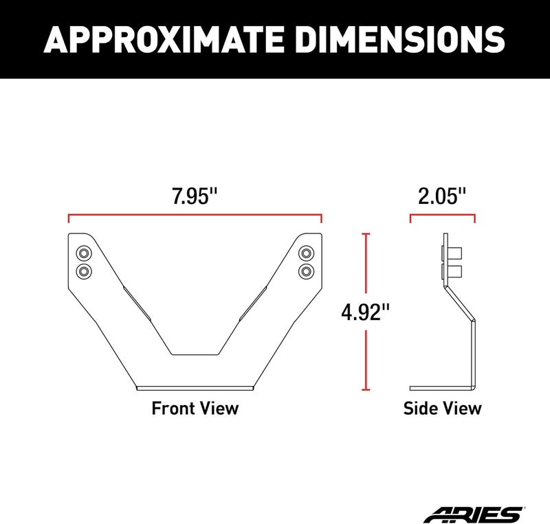ARIES 35-0000 3-Inch Bull Bar License Plate Bracket - Durable Steel Construction - Image 2