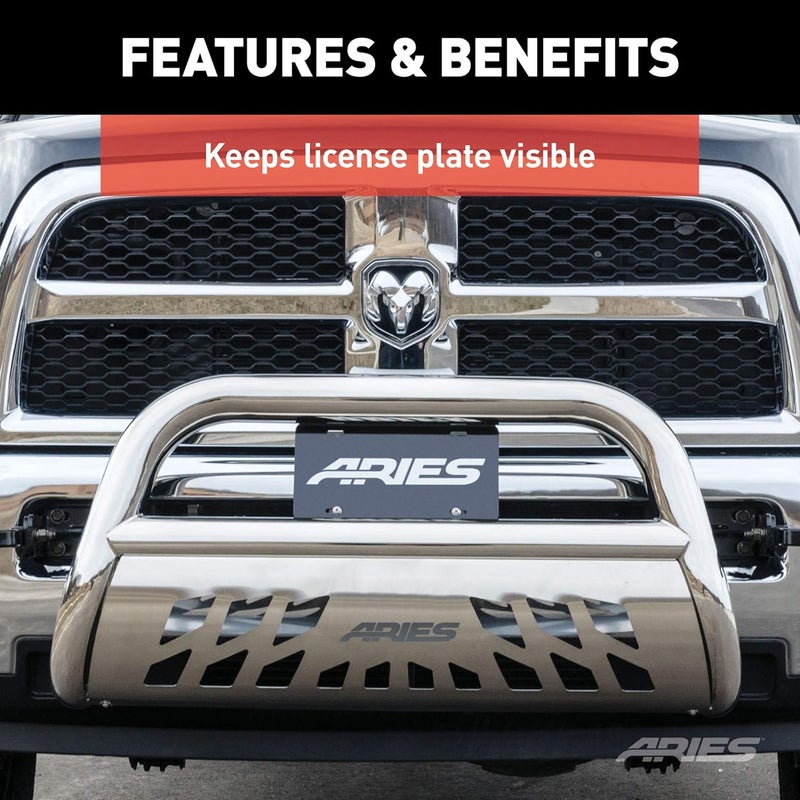 ARIES 35-0000 3-Inch Bull Bar License Plate Bracket - Durable Steel Construction - Image 5