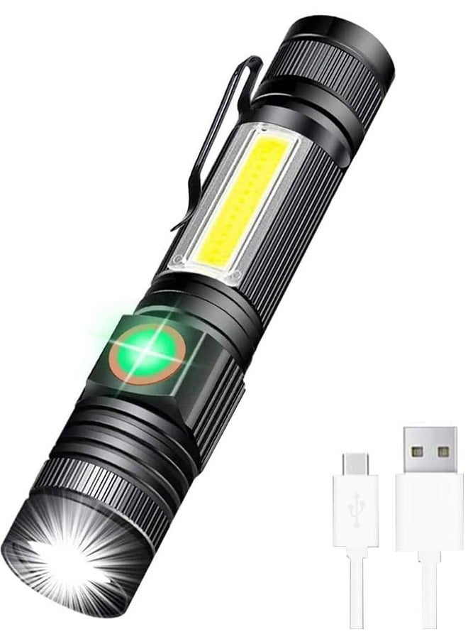 Rechargeable Flashlight Magnetic LED Flashlight with COB sidelight 1200 Lumen Super Bright LED Waterproof Zoomable 3 Modes Best Flashlight for Camping Emergency Suitable Zoom battery display - Image 1