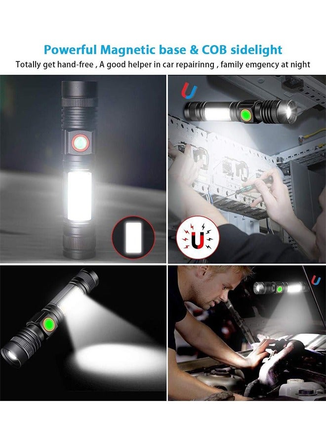 Rechargeable Flashlight Magnetic LED Flashlight with COB sidelight 1200 Lumen Super Bright LED Waterproof Zoomable 3 Modes Best Flashlight for Camping Emergency Suitable Zoom battery display - Image 2