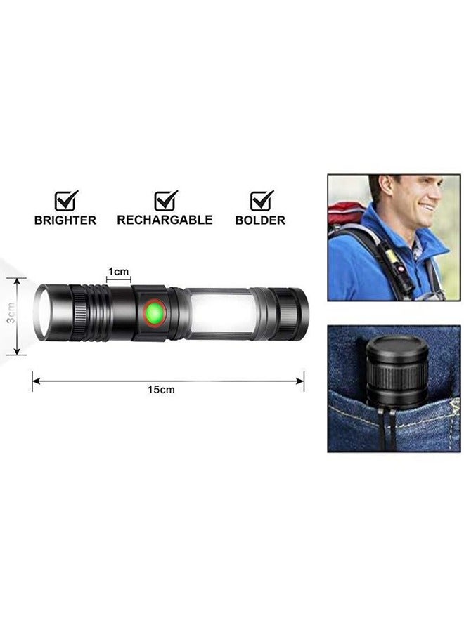 Rechargeable Flashlight Magnetic LED Flashlight with COB sidelight 1200 Lumen Super Bright LED Waterproof Zoomable 3 Modes Best Flashlight for Camping Emergency Suitable Zoom battery display - Image 5