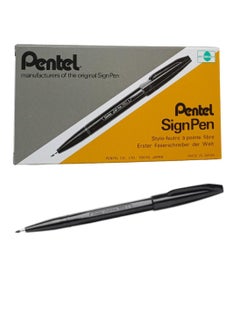 Pentel 12-Piece Fibre Tipped Sign Pen Black  - Image 1