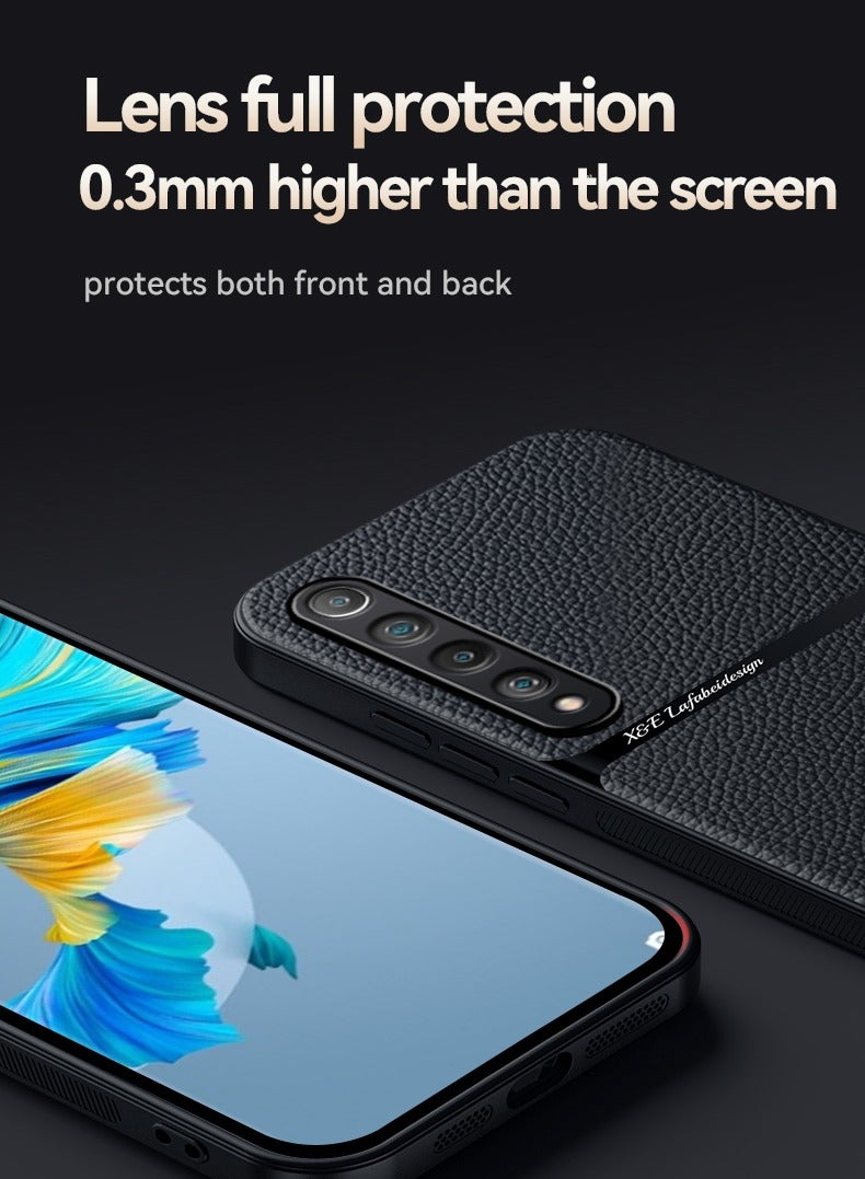 Phone Case Cover Leather TPU Back Case Cover shock resistant Compatible with Xiaomi Mi 10 ( Black ) - Image 3