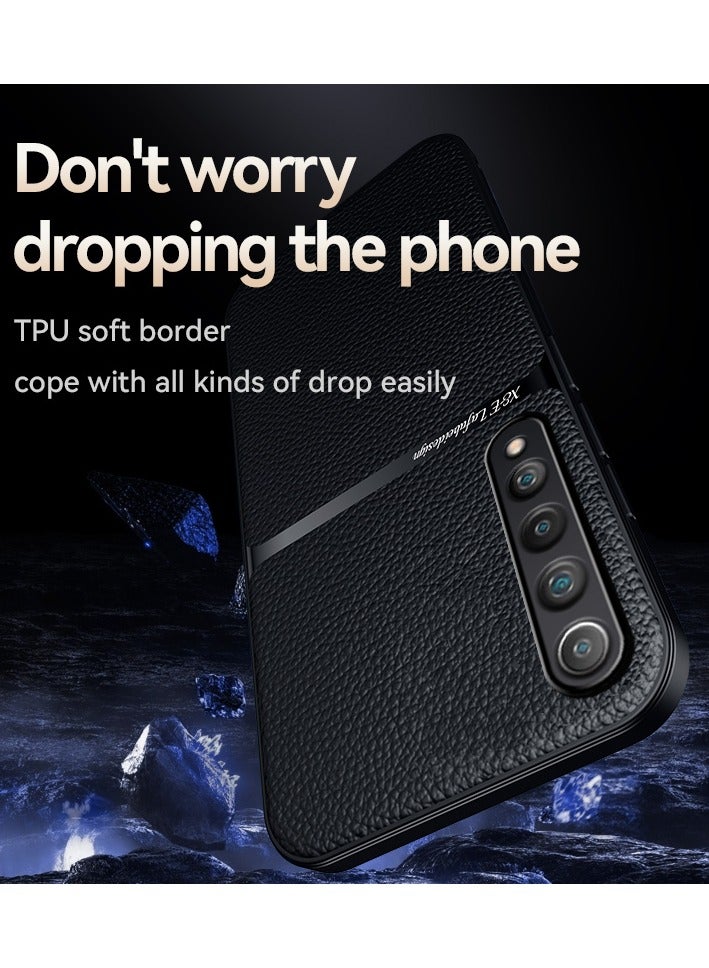 Phone Case Cover Leather TPU Back Case Cover shock resistant Compatible with Xiaomi Mi 10 ( Black ) - Image 4