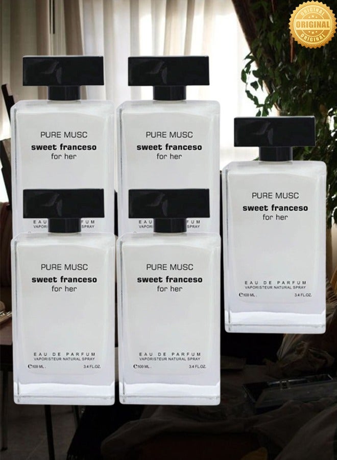 فور هير 5 قطع عطر بيور مسك سويت فرانسيسو للنساء أبيض 100 مل - Image 1