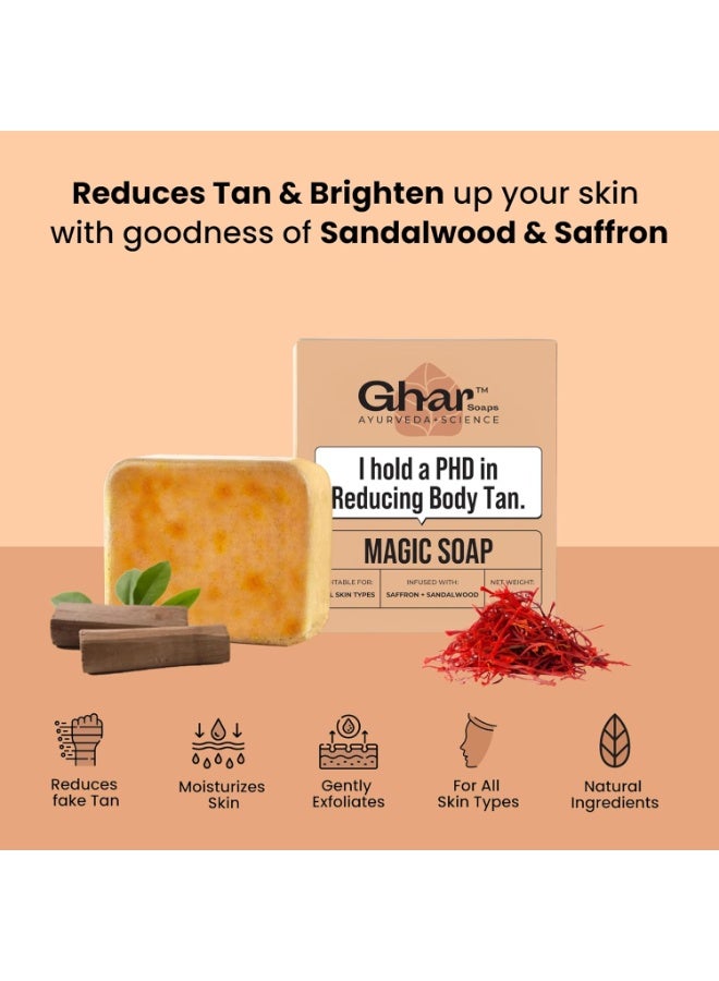 Ghar Soaps Sandalwood & Saffron Organic Bath Soap (100 Gms Pack Of 2) | Paraben Free | Chandan & Kesar Magic Bath Soap | Handmade Soaps For Glowing | Skin Brightening Soap For Men & Women - Image 5
