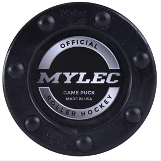 Mylec MyLec Hockey Pucks for Outdoor Hockey, Made with PVC, Hockey Stuff with Graphite Reinforced Shaft & Nylon Glides, Training Pucks for Street Hockey (Black, 110gm, Pack of 3)  - Image 2