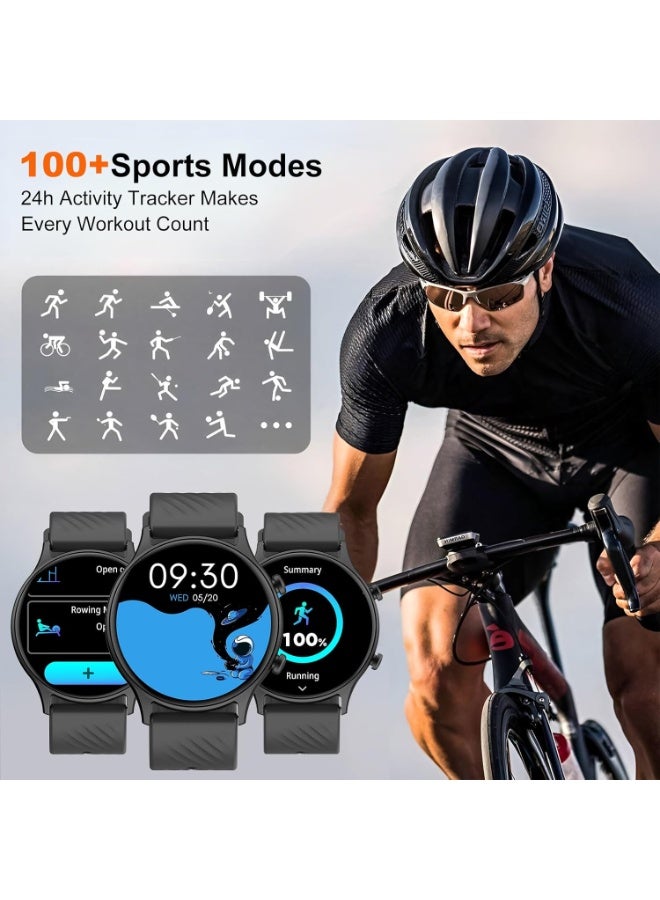 PEJE ZW04 Smart Watch,1.39" HD Display,Muslim Prayer Alerts, SpO2/Heart Rate/Sleep Monitor,120+ Sports Modes, IP68 Waterproof,Bluetooth Calling + Extra Strap - Compatible with iOS & Android (Silver) - Image 2