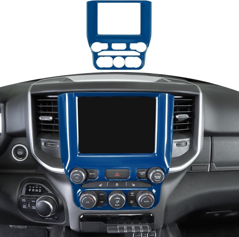 RT-TCZ Blue Navigation Panel Screen Dash Board Trim Cover for Dodge RAM 2018-2023 - Image 1