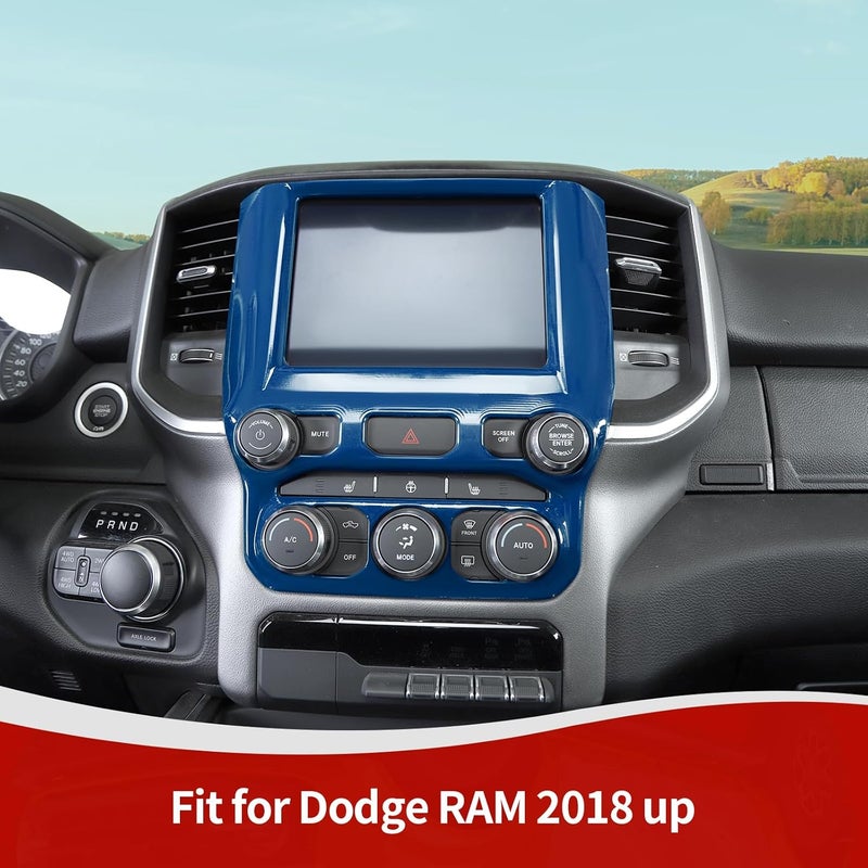 RT-TCZ Blue Navigation Panel Screen Dash Board Trim Cover for Dodge RAM 2018-2023 - Image 4