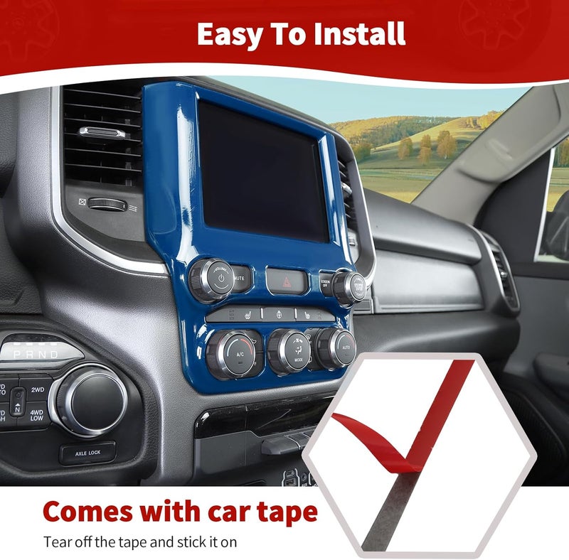 RT-TCZ Blue Navigation Panel Screen Dash Board Trim Cover for Dodge RAM 2018-2023 - Image 5