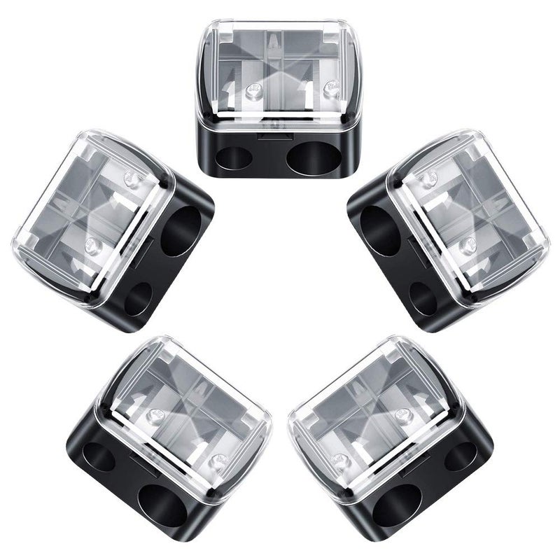 Make up Sharpeners 5 Pack, 2 Holes Dual Make up Double Pencil Sharpeners Crayon Sharpeners Multipack, Cosmetic Sharpener for Eyebrow Pencil/Eye Pencil/Eye Liner/Lip Liner/Brow Pencil