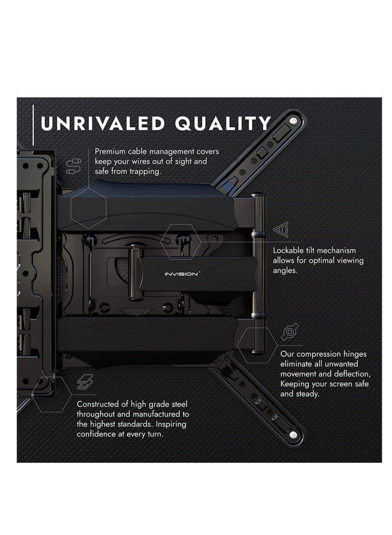 ELTRAZONE Adjustable TV Wall Mount Bracket for 24-60 Inch Screens, VESA 100x100mm to 400x400mm, Tilts, Swivels & Extends, Includes Spirit Level, Weight Capacity 36.2kg - Image 4