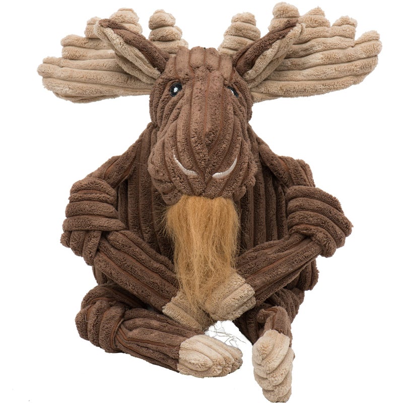 HuggleHounds Knottie Plush Dog Toy - Dog Stuffed Animal Toy, Puppy Toys, Squeaky Dog Toy for Small, Medium & Large Dogs, Durable Plush to Keep Them Busy - Manny Moose, Large - Image 1