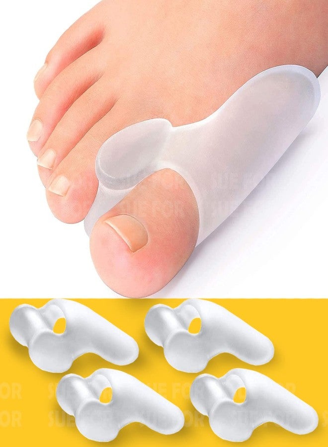 SUEFOR 2 PAIR (4 PCS) Bunion Cushion Protector Silicone Toe Separator Hallux Valgus Bunion Treatment Orthopedic Brace Pair (White) (set of 4) - Image 1