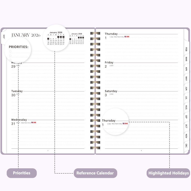 VALOME 2026 Planner, Weekly and Monthly Calendar Agenda Book, Jan 2026 - Dec 2026, Hardcover Planning Academic Planner for Office School Supplies and Desk Accessories - A5 (6.3'' x 8.5'') - Image 3