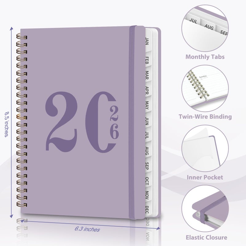 VALOME 2026 Planner, Weekly and Monthly Calendar Agenda Book, Jan 2026 - Dec 2026, Hardcover Planning Academic Planner for Office School Supplies and Desk Accessories - A5 (6.3'' x 8.5'') - Image 4