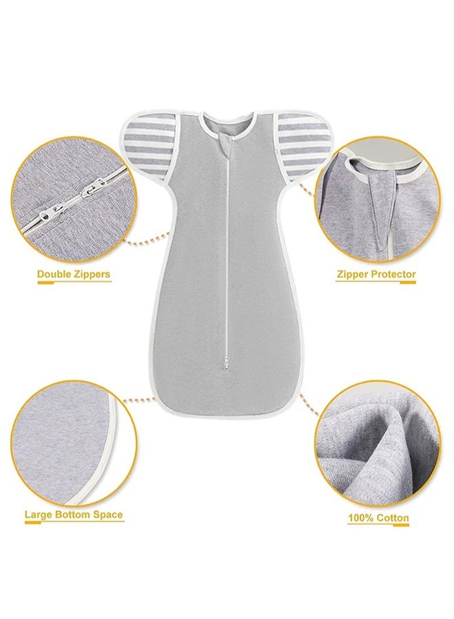 DOOKOO 4 PCS Baby Swaddle Blanket Sack, Baby Sleeping Bag with Arms Free Design, Transition to Arm Freedom Wearable for Newborn Girl and Boy, 100% Breathable Cotton 3-6Months  - Image 2