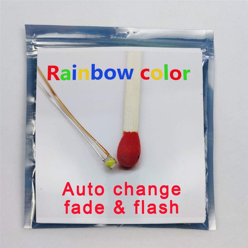 Bowerful 100 pcs Pre-soldered Rainbow RGB Flashing SMD Led 0605 + Muti-Resistor Micro Litz Wired Leads - Image 1