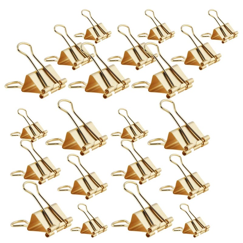 42 Pcs Gold Binder Clips Assorted 19mm 25mm 32mm Paper Holder Clips for Document Invoice Photo Organization in Office and School Use - Image 2