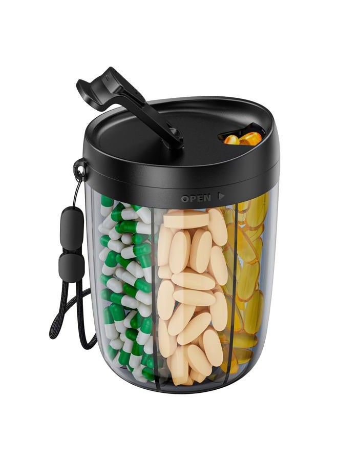 PULIV Large Pill Bottle Organizer, Supplement Organizer for Holding 6 Various Vitamins, Pill Box Case with Anti-Mixing & Wide Opening Design, Easy to Retrieve Meds, Includes 20 Pcs Stick-on Labels - Image 1