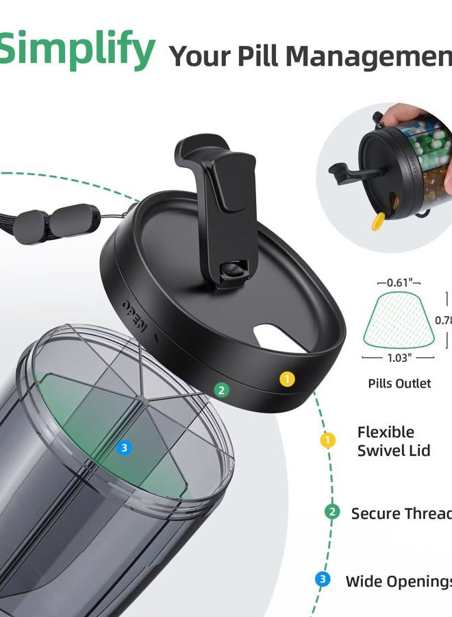 PULIV Large Pill Bottle Organizer, Supplement Organizer for Holding 6 Various Vitamins, Pill Box Case with Anti-Mixing & Wide Opening Design, Easy to Retrieve Meds, Includes 20 Pcs Stick-on Labels - Image 3