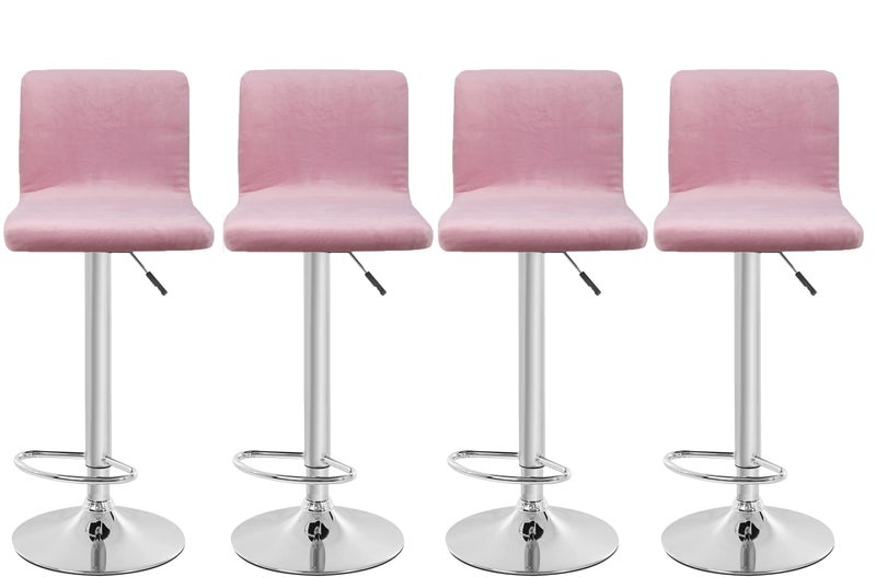 SONNACH Velvet Bar Stool Seat Covers Square Barstool Slipcovers Counter Height Chair Covers 4 Pink