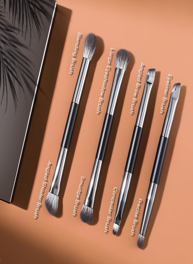 ENERGY Travel Eye Makeup Brush Set Eyeshadow Eye Blending Eyeliner Under Eye Concealer Eye Brow Smudge Makeup Kit with Portable Compact Mirror Case Double ended Makeup Brushes 4PCS - Image 2