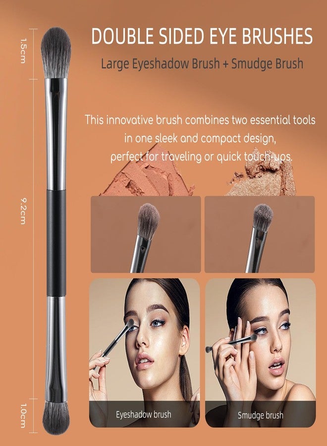 ENERGY Travel Eye Makeup Brush Set Eyeshadow Eye Blending Eyeliner Under Eye Concealer Eye Brow Smudge Makeup Kit with Portable Compact Mirror Case Double ended Makeup Brushes 4PCS - Image 4
