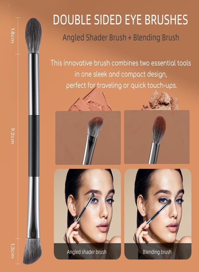 ENERGY Travel Eye Makeup Brush Set Eyeshadow Eye Blending Eyeliner Under Eye Concealer Eye Brow Smudge Makeup Kit with Portable Compact Mirror Case Double ended Makeup Brushes 4PCS - Image 3