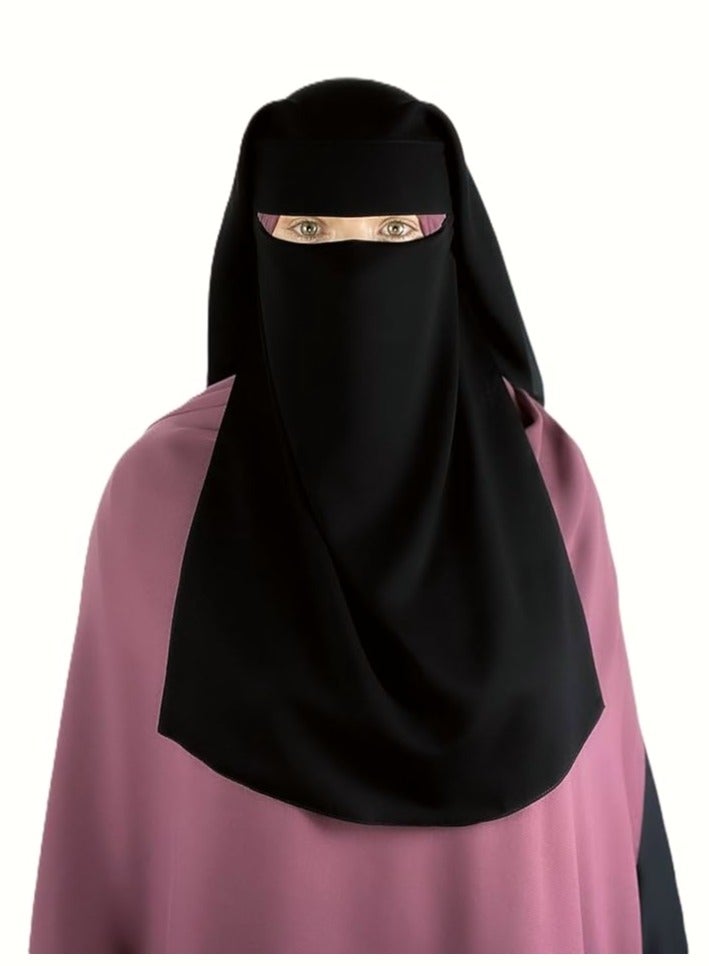 برفكتوري نقاب شيفون ممتاز من 2 طبقات مع حبل ربط خلفي، حجاب وجه مسامي  - Image 1