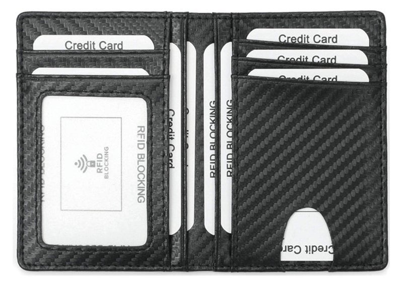 Dorras Slim Wallet Minimalist Front Pocket RFID Blocking Bifold Wallets, Credit Card Holder With ID Window - Black - Image 1