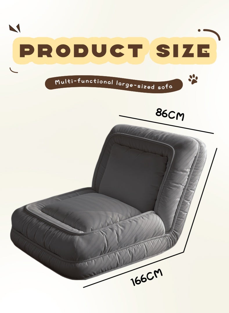 سرير أريكة كسول 3 في 1 - سرير كلب بشري قابل للتعديل وكرسي أرضي للبالغين والأطفال - كرسي نوم قابل للتحويل وأريكة صغيرة مريحة مع وسادة لغرفة المعيشة وغرفة النوم (رمادي) - Image 2