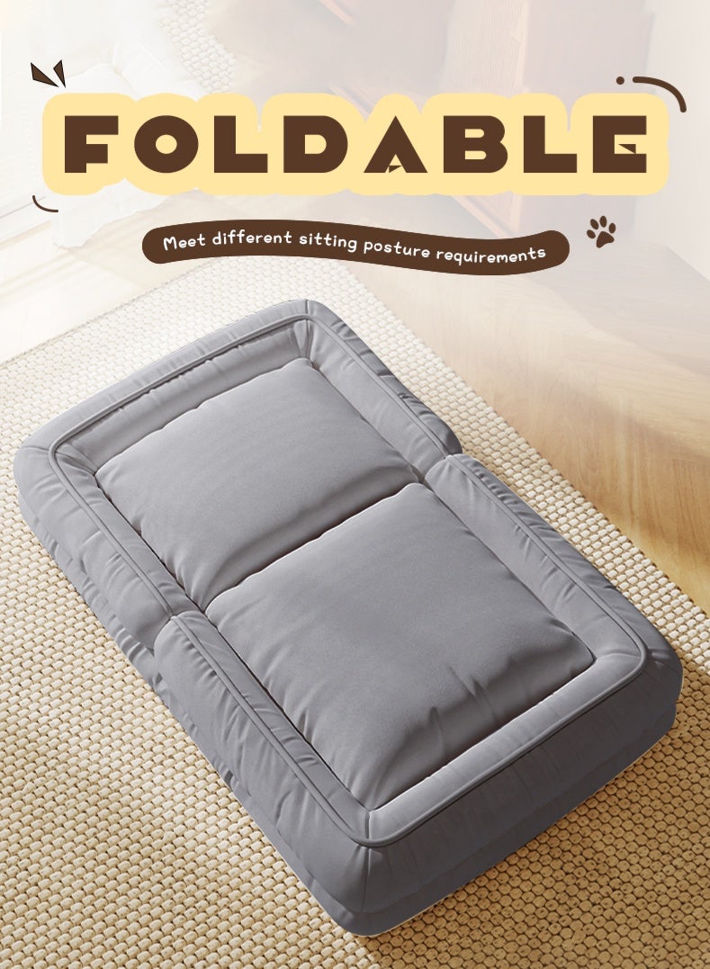 سرير أريكة كسول 3 في 1 - سرير كلب بشري قابل للتعديل وكرسي أرضي للبالغين والأطفال - كرسي نوم قابل للتحويل وأريكة صغيرة مريحة مع وسادة لغرفة المعيشة وغرفة النوم (رمادي) - Image 3