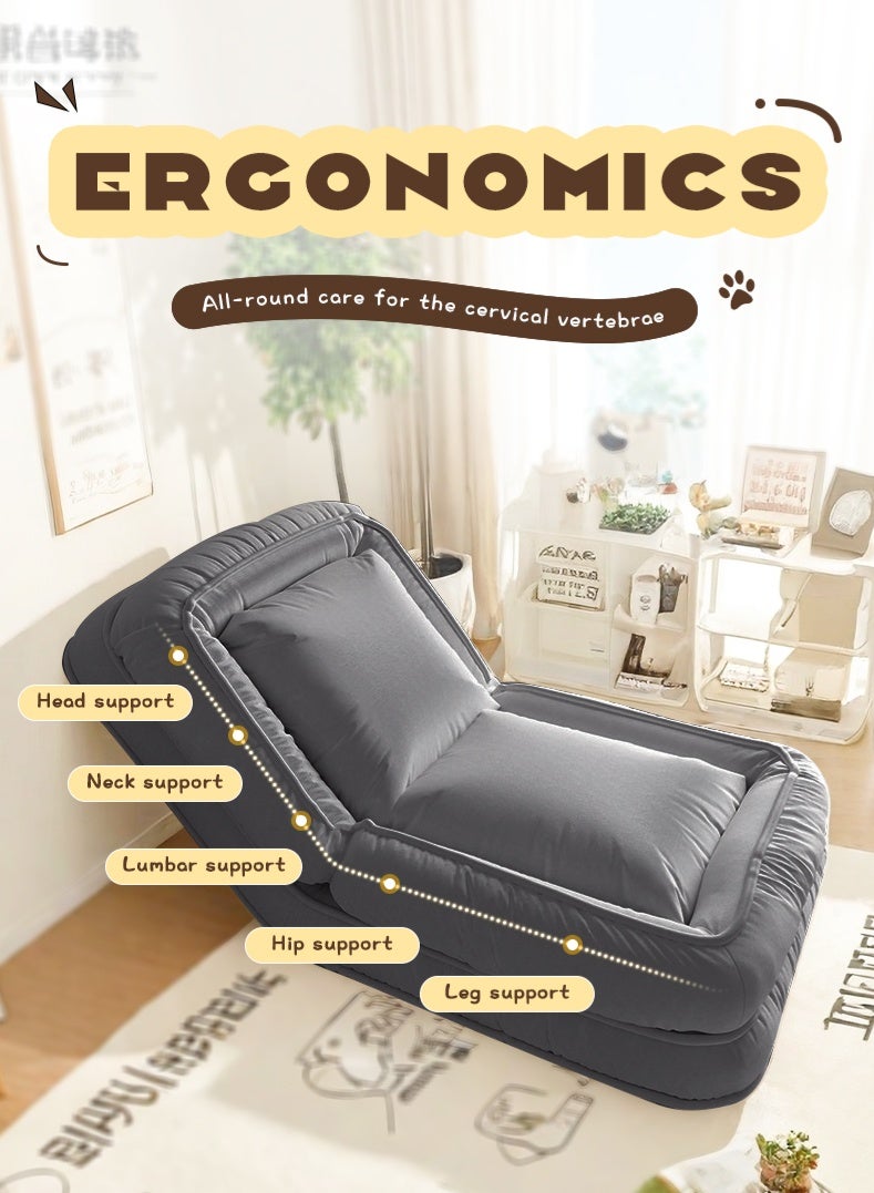 سرير أريكة كسول 3 في 1 - سرير كلب بشري قابل للتعديل وكرسي أرضي للبالغين والأطفال - كرسي نوم قابل للتحويل وأريكة صغيرة مريحة مع وسادة لغرفة المعيشة وغرفة النوم (رمادي) - Image 5