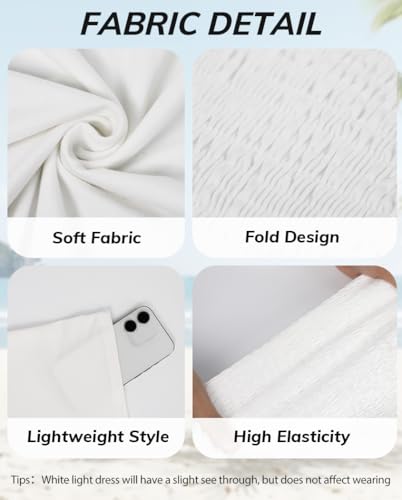CHICGAL Tube Top Dress for Women White Strapless Dress Summer Mini Dresses Ruffle Beach Sundress.(A Solid White,L) - Image 5