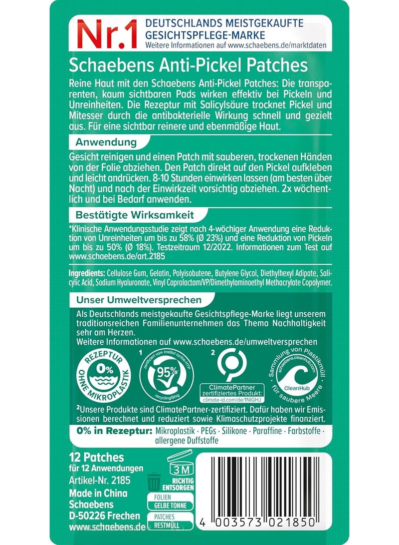 Schaebens Anti-Pimple Patches – Fast-Acting Spot Treatment for Clearer Skin – With Salicylic Acid – 12 Patches – Made in Germany - Image 2