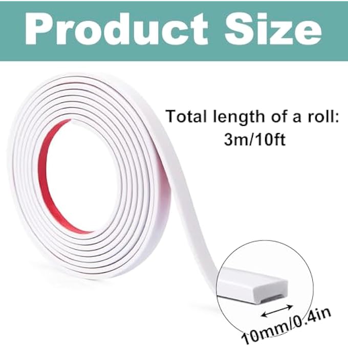 PEEL AND STICK MOULDING TRIM FLEXIBLE TILE EDGING STRIP SELF-ADHESIVE WALL MOLDING WHITE BACKSPLASH TILE FLOOR EDGE MOULDING TRIM FOR FURNITURE MIRROR PANEL CABINET WALL - Image 3