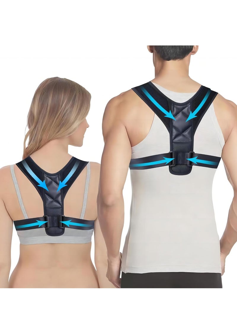 أونليماي فقط دعامة الظهر لتصحيح وضعية الجسم للنساء والرجال - دعامة ظهر علوية غير مرئية وشبكية قابلة للتهوية - تقويم ظهر قابل للتعديل - لتخفيف آلام الكتف والرقبة والظهر، قطعة واحدة - Image 1