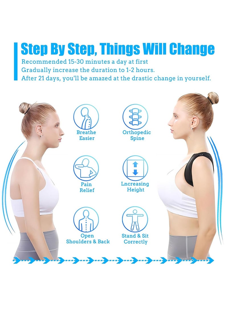 أونليماي فقط دعامة الظهر لتصحيح وضعية الجسم للنساء والرجال - دعامة ظهر علوية غير مرئية وشبكية قابلة للتهوية - تقويم ظهر قابل للتعديل - لتخفيف آلام الكتف والرقبة والظهر، قطعة واحدة - Image 4