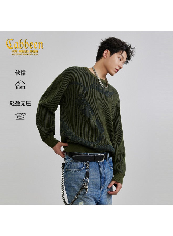 Cabbeen Men's Wool Blend Sweater, Warm And Easy Care, 2026 Spring Long Sleeve Knitted Sweater - Image 2